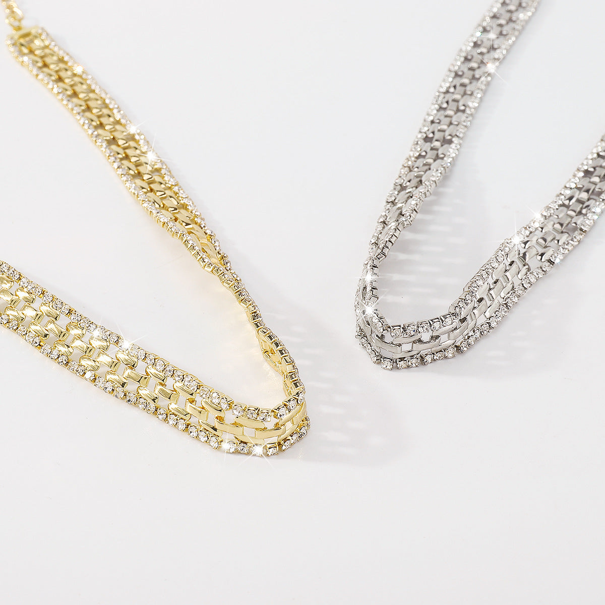 Wholesale Rhinestone Claw Chain Vintage Row Diamond Necklace