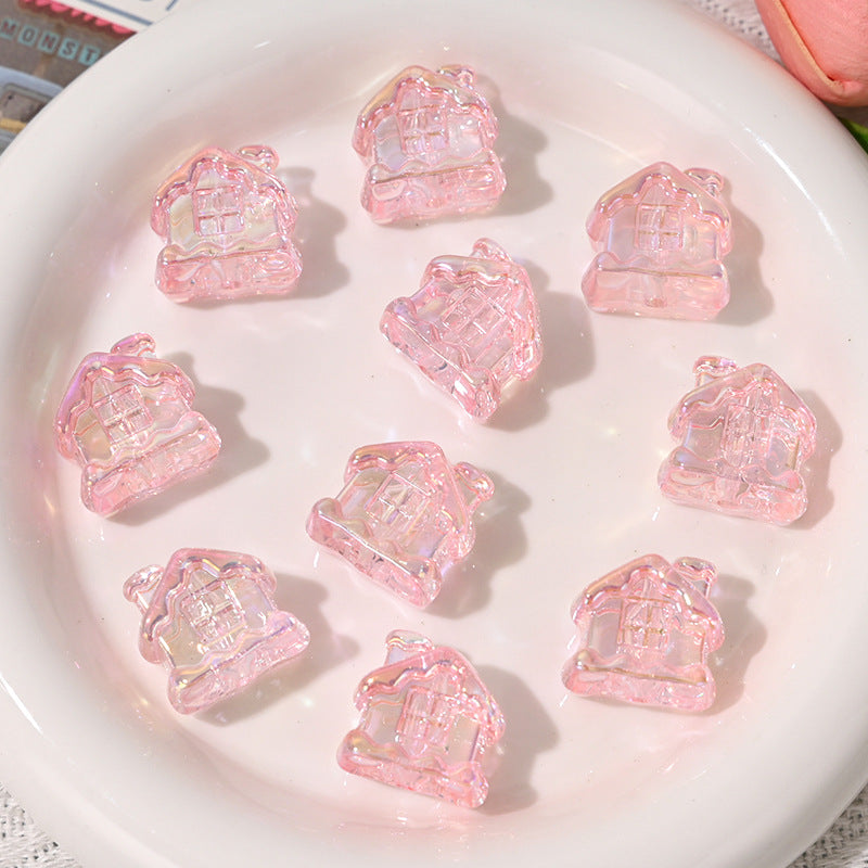 Wholesale 5pcs/pack Cartoon house straight hole beaded