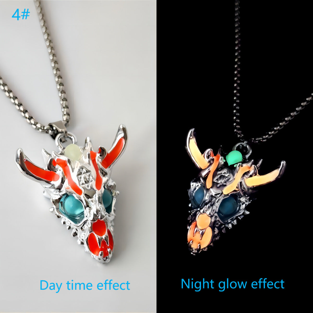 Wholesale Skull Animal Head Luminous Necklace Zinc  Alloy Faucet   Sweater Chain