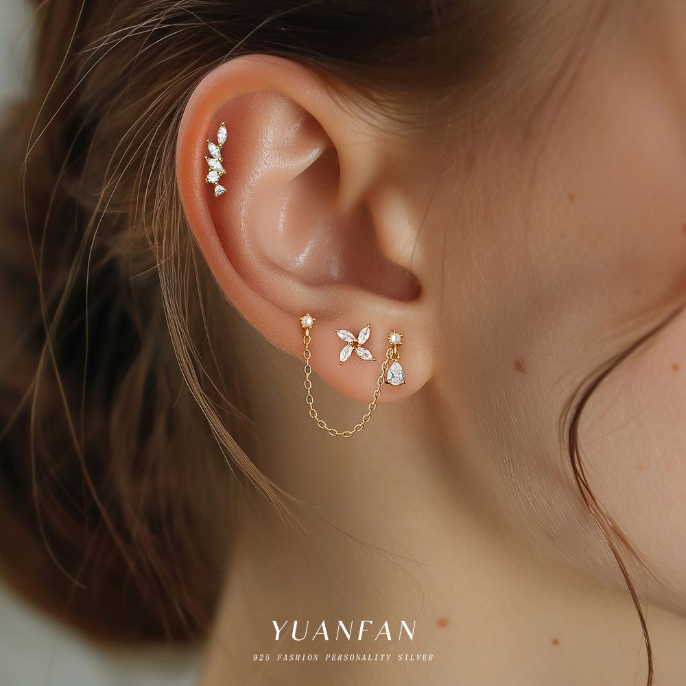 Wholesale Geometric Water Drop Zircon Earrings Ear Studs