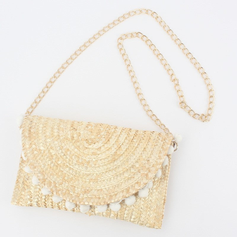 Wholesale PU Woven Single Shoulder Crossbody Wheat Straw Woven Bags