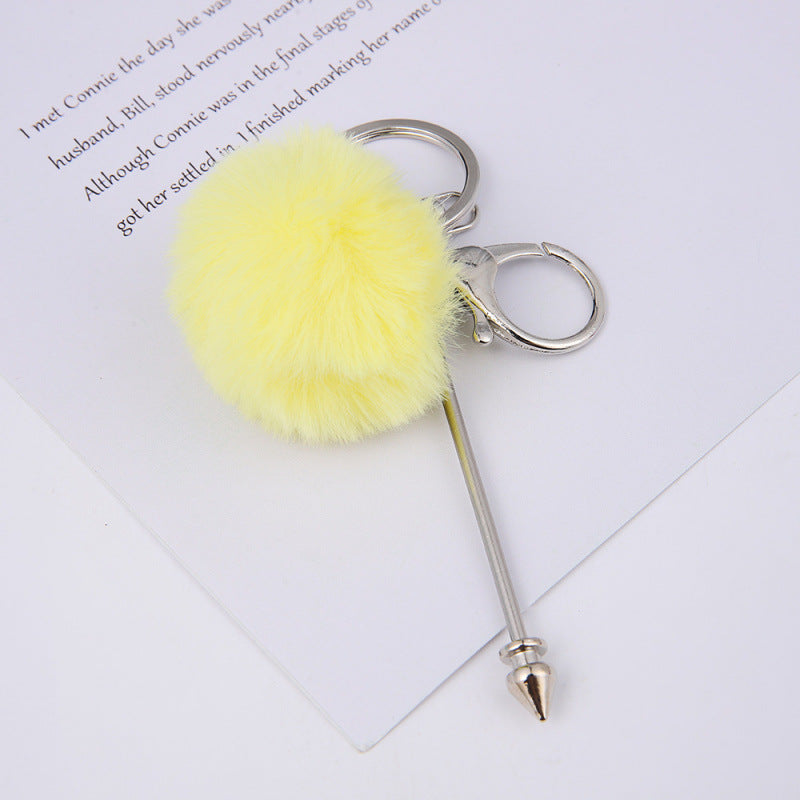 Wholesale DIY wool ball rivet keychain creative cute plush pendant luggage accessories keychain