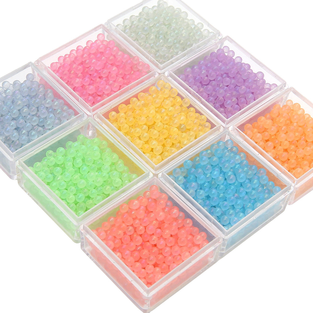 Wholesale Luminous Glass Without Holes Coated with Colored Rice Beads