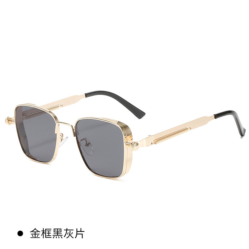 Wholesale Vintage Box Steampunk Metal Style European American Hip Hop Personality Spring Leg Sunglasses