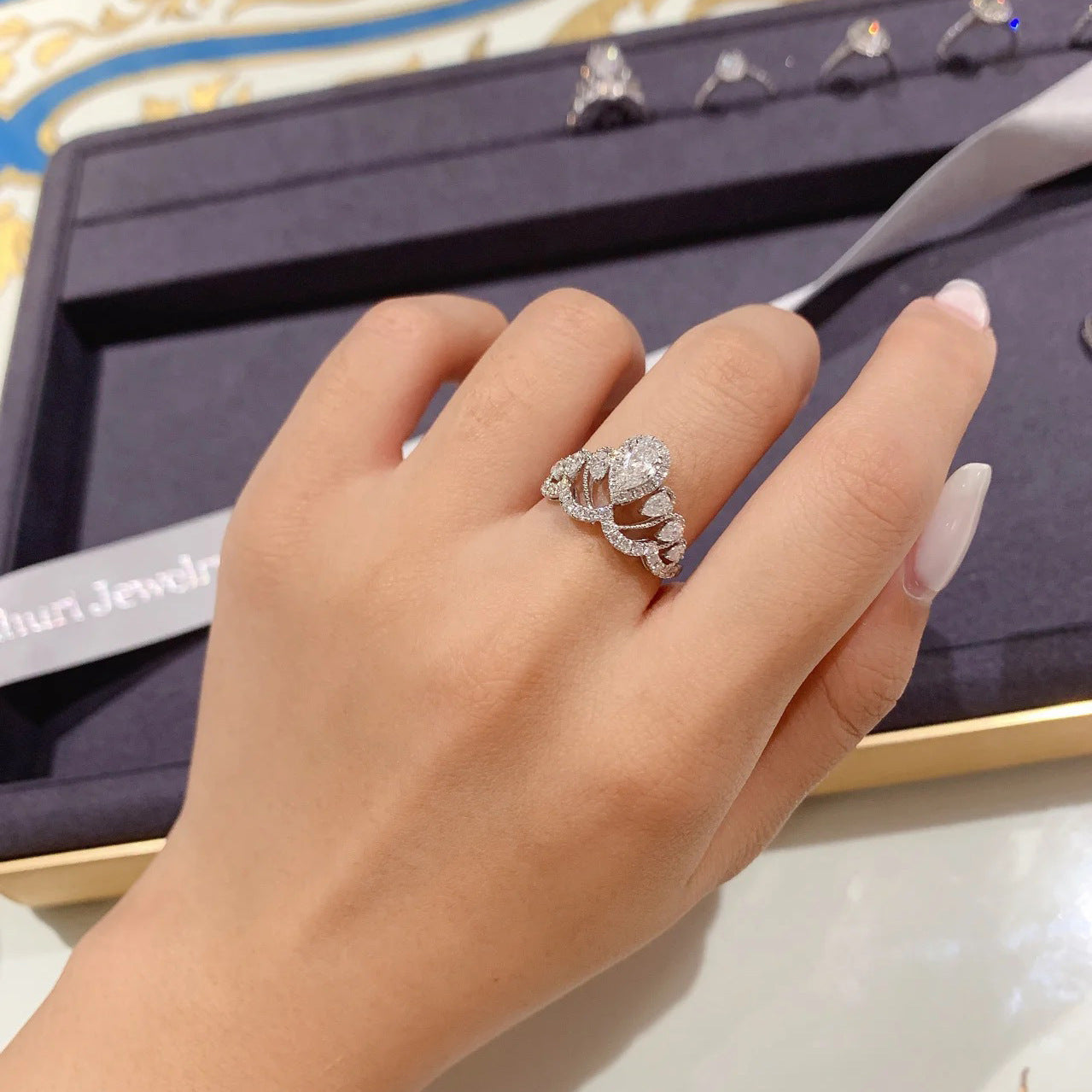 Wholesale Copper Droplet Shaped Diamond Rings