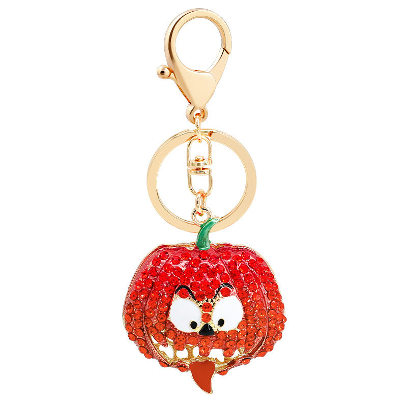 Wholesale Halloween Pumpkin Studded Diamond Keychain