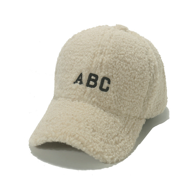 Wholesale Autumn and Winter ABC Letter Embroidery Lamb Wool Baseball Cap