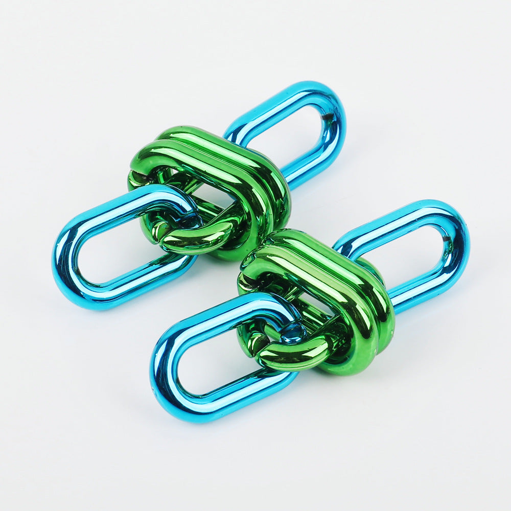 Wholesale Geometric Chain UV Electroplating Color Gas Earrings