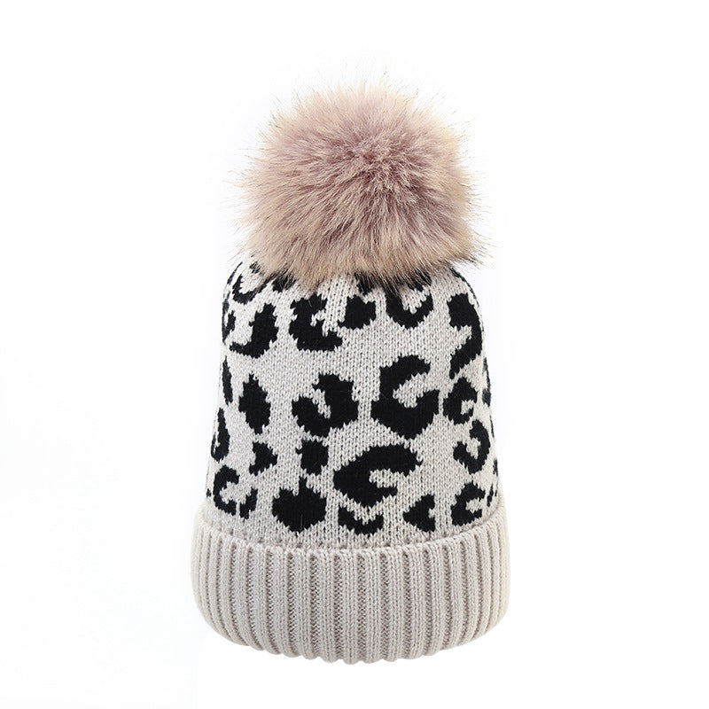 Wholesale Winter Beanie Leopard Print Warm Knitted Hat