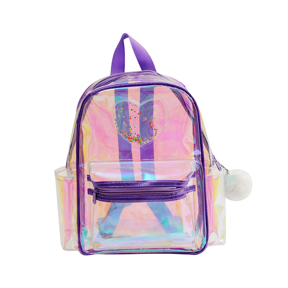 Wholesale  Transparent Kidsren' s Backpack Girl Heart Laser Travel Waterproof Leisure Bag