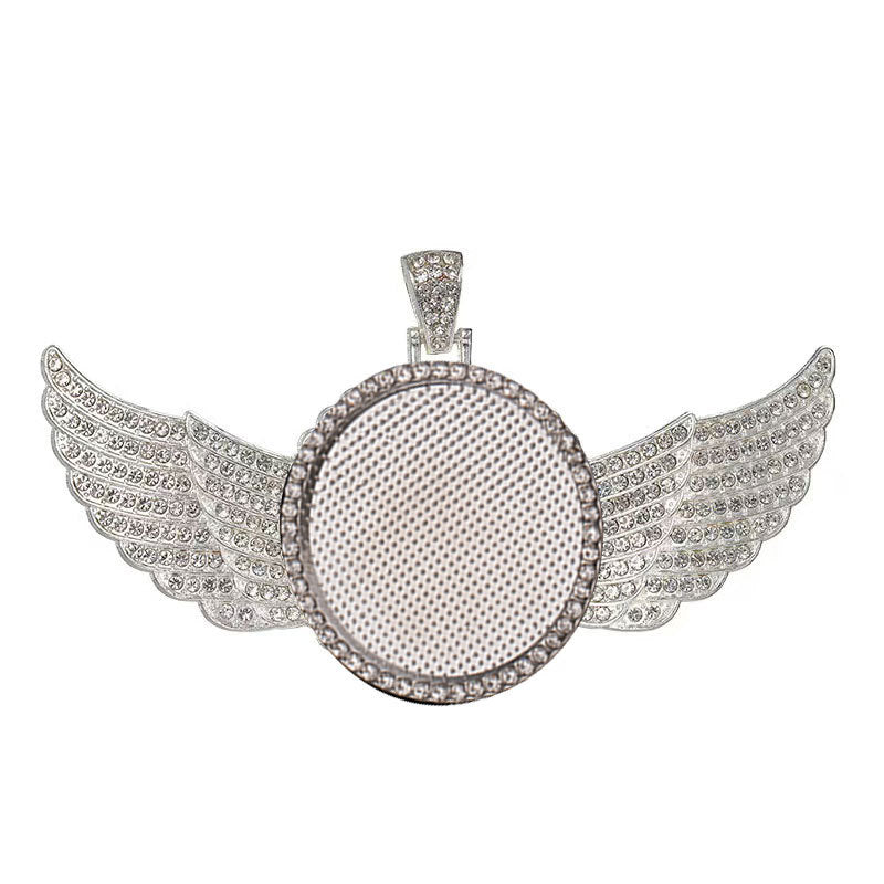 Wholesale Sublimation necklace angel wings necklace heart full diamond clavicle necklace