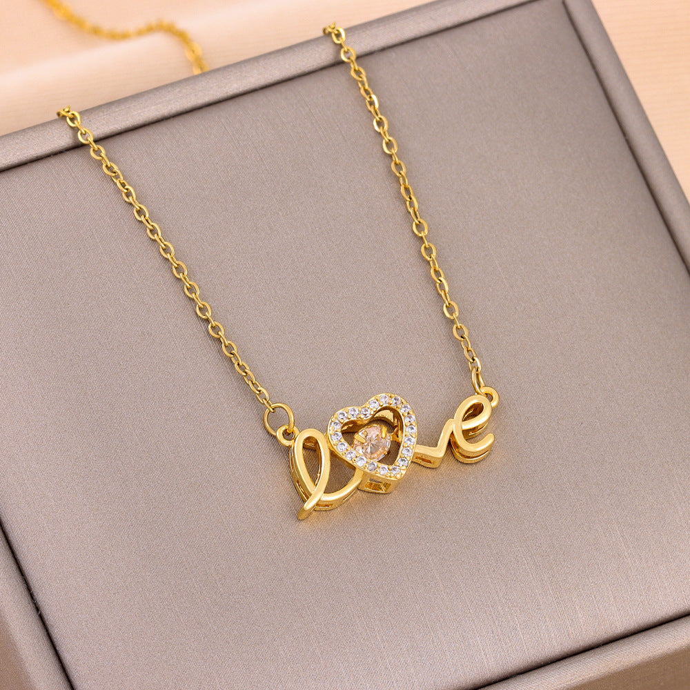 Wholesale LOVE Titanium Steel Necklaces