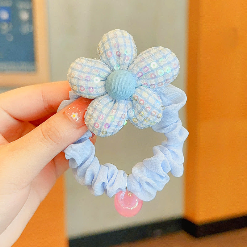 Wholesale Cute Sequin Flower Fabric Hair Scrunchies