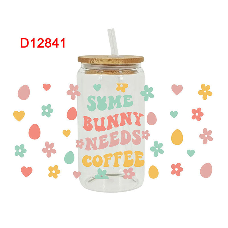 Wholesale Colorful Rabbit Easter  16oz Cup UV DTF Wraps