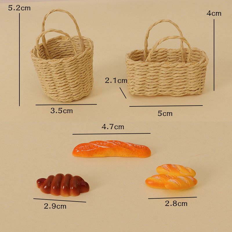 Wholesale Miniature food toys mini bread weaving basket Doll Accessories