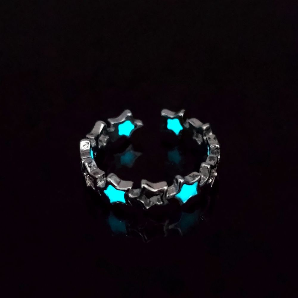 Wholesale Luminous Five-pointed Star  Fluorescent  Hollow Color Waterproof Small Star Ring