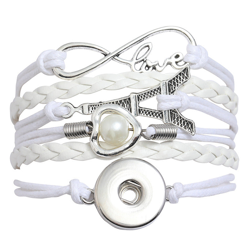 Brazalete de aleación de cuero de hebilla tejida al por mayor