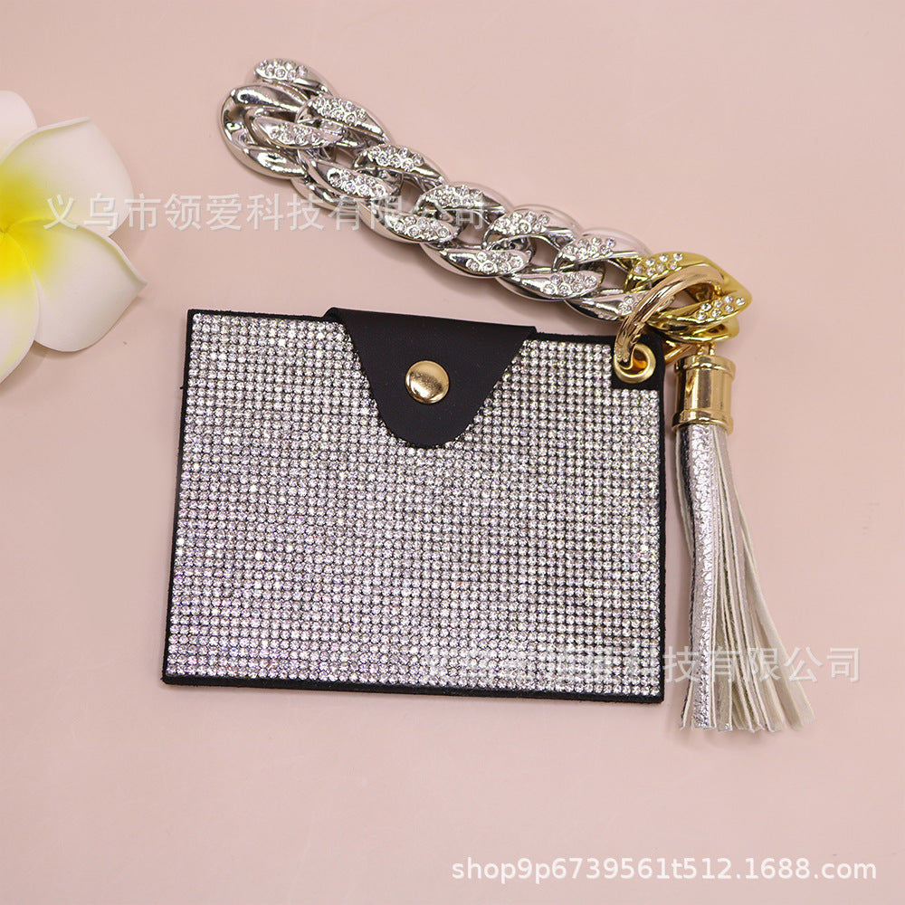Wholesale Diamond Card Holder Acrylic Bracelet Key Ring Coin Purse ID Bag Key Chain