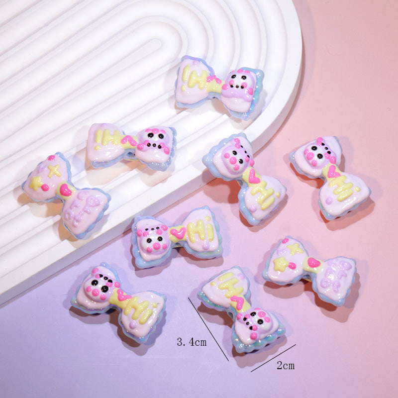 Wholesale Cute cartoon heavy oil double-sided hand-painted bow acrylic beads