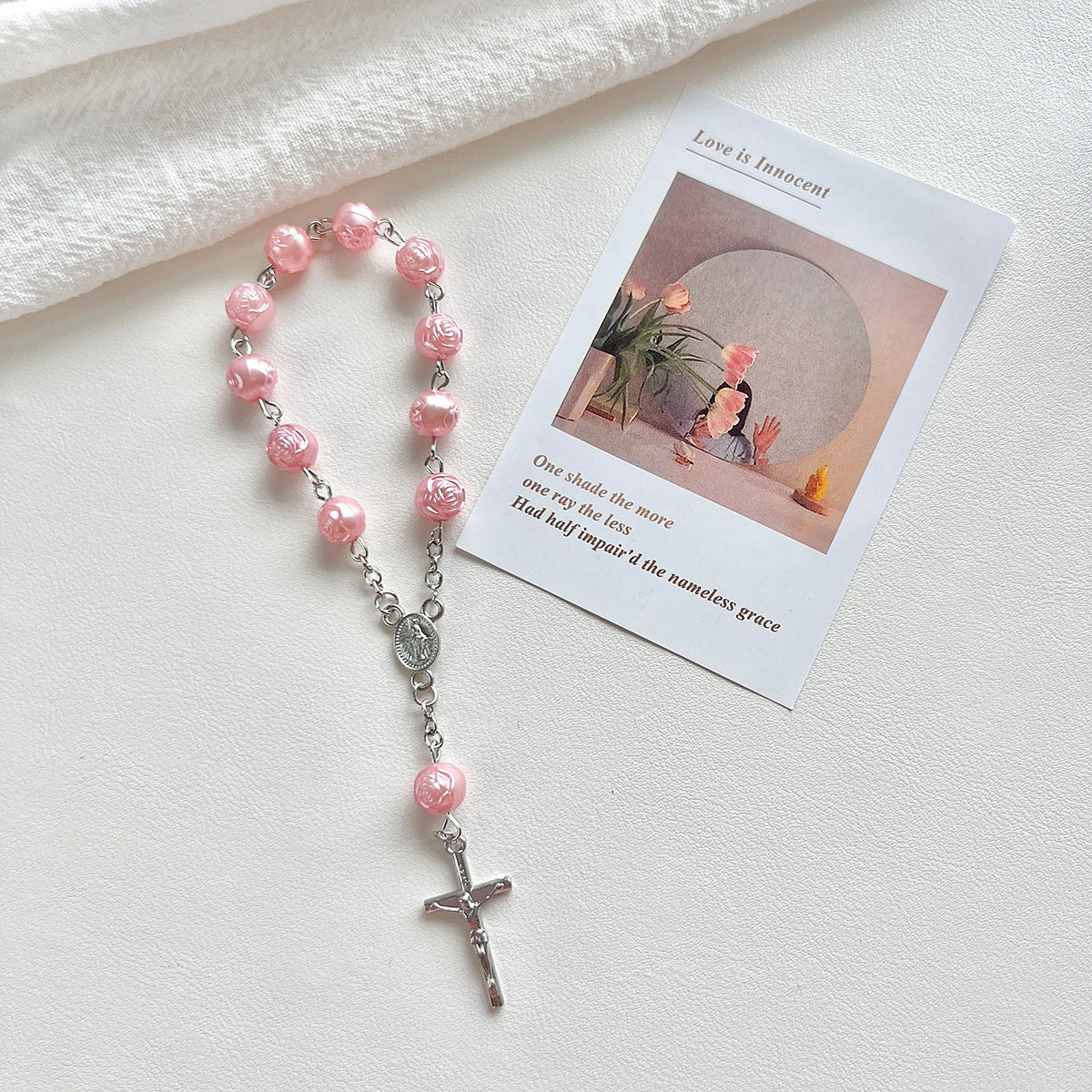 Wholesale Pearl baptismal communion gift  love cross finger chain