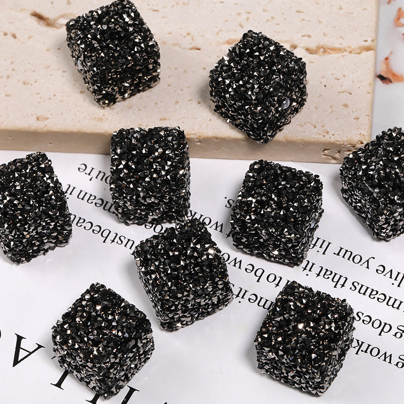 Wholesale 5pcs  Glittery candy-colored rhinestone soft candy square beads