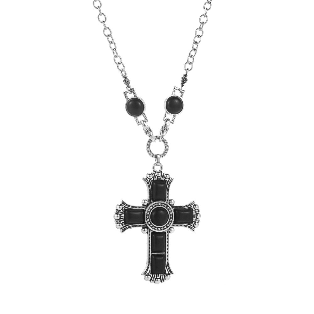 Wholesale Retro Cross Shape Pendant Necklace Alloy Zircon Women S Fashion Jewelry Gift