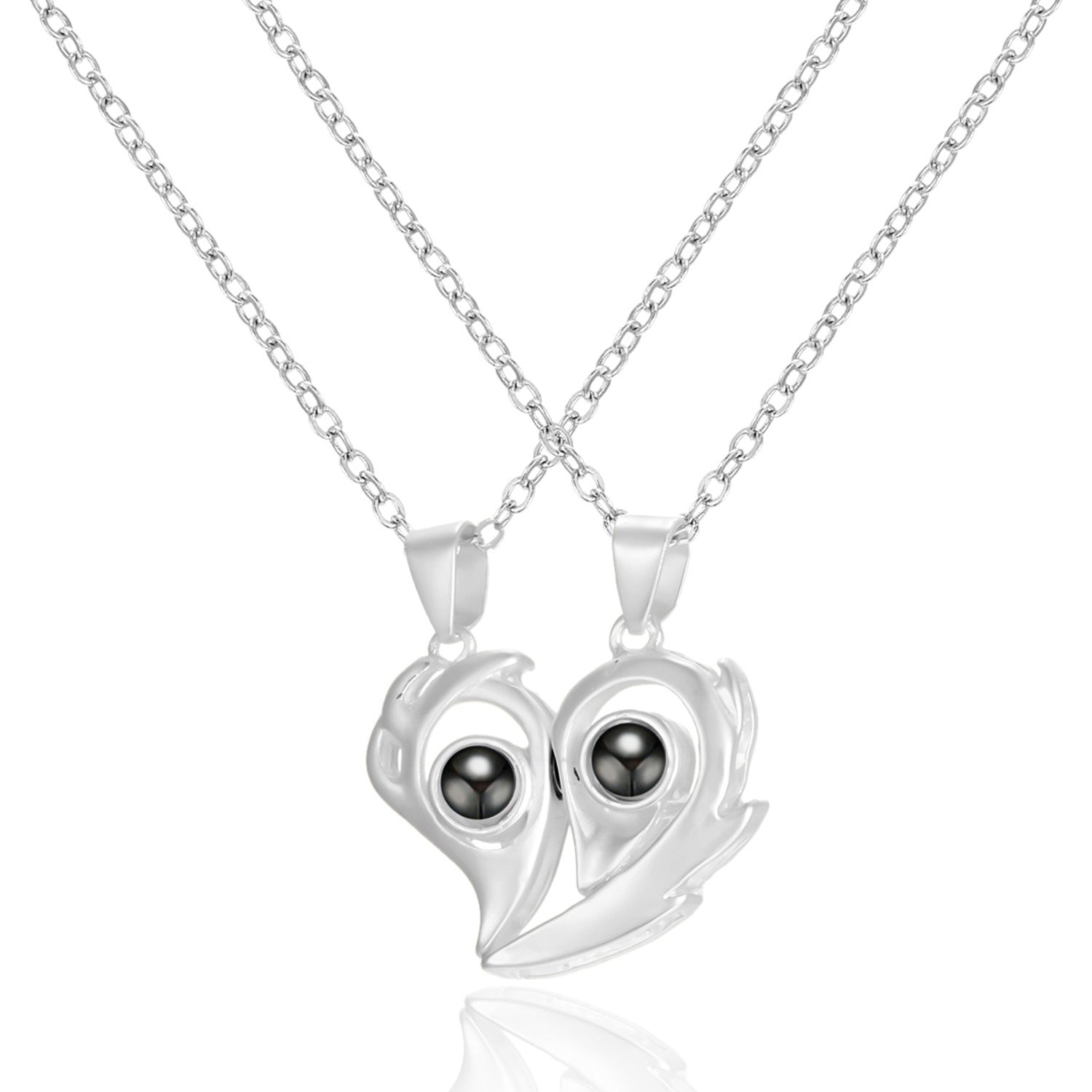 Wholesale Couple Magnetic Love Splicing Sun Moon Projection Necklace