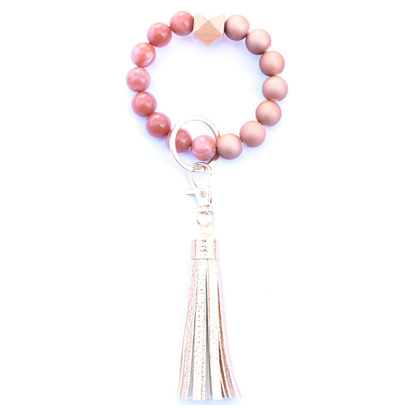 Wholesale Acrylic Beads Wooden Beads PU Tassel Bracelet Keychain