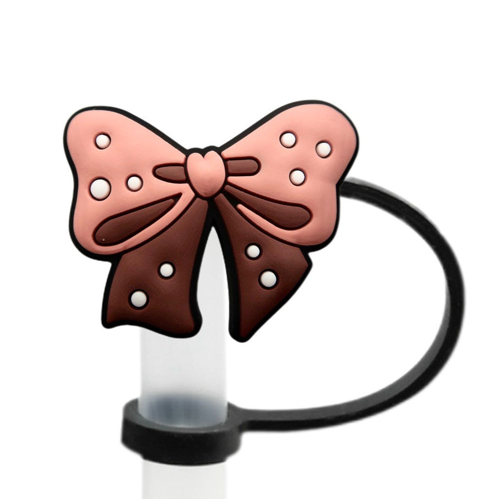 Wholesale 10pcs Bow Straw Cap Silicone Straw Tube Cap