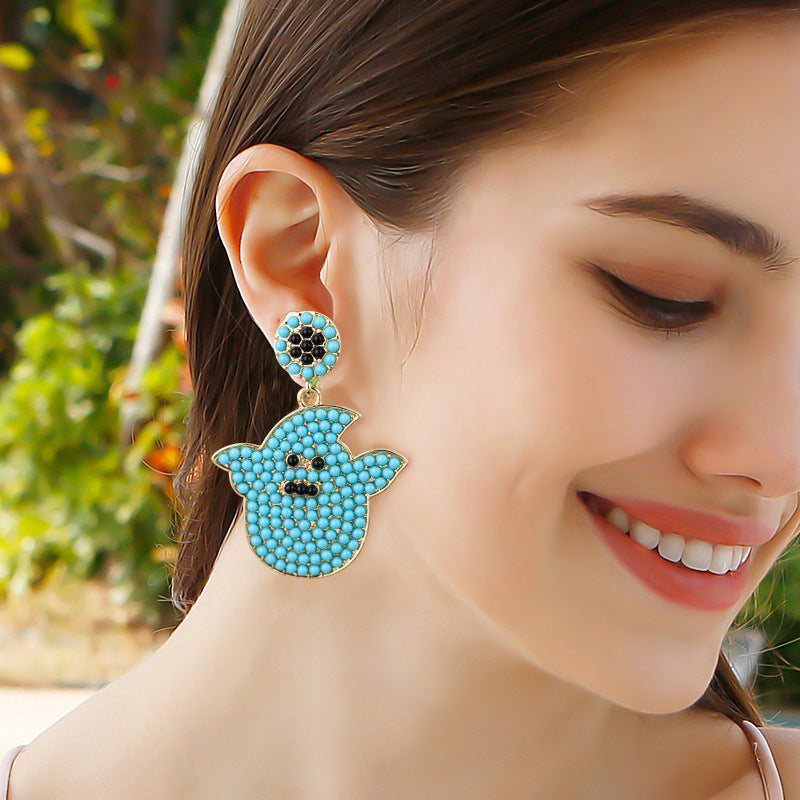 Wholesale Halloween Ghost Rice Bead Earrings