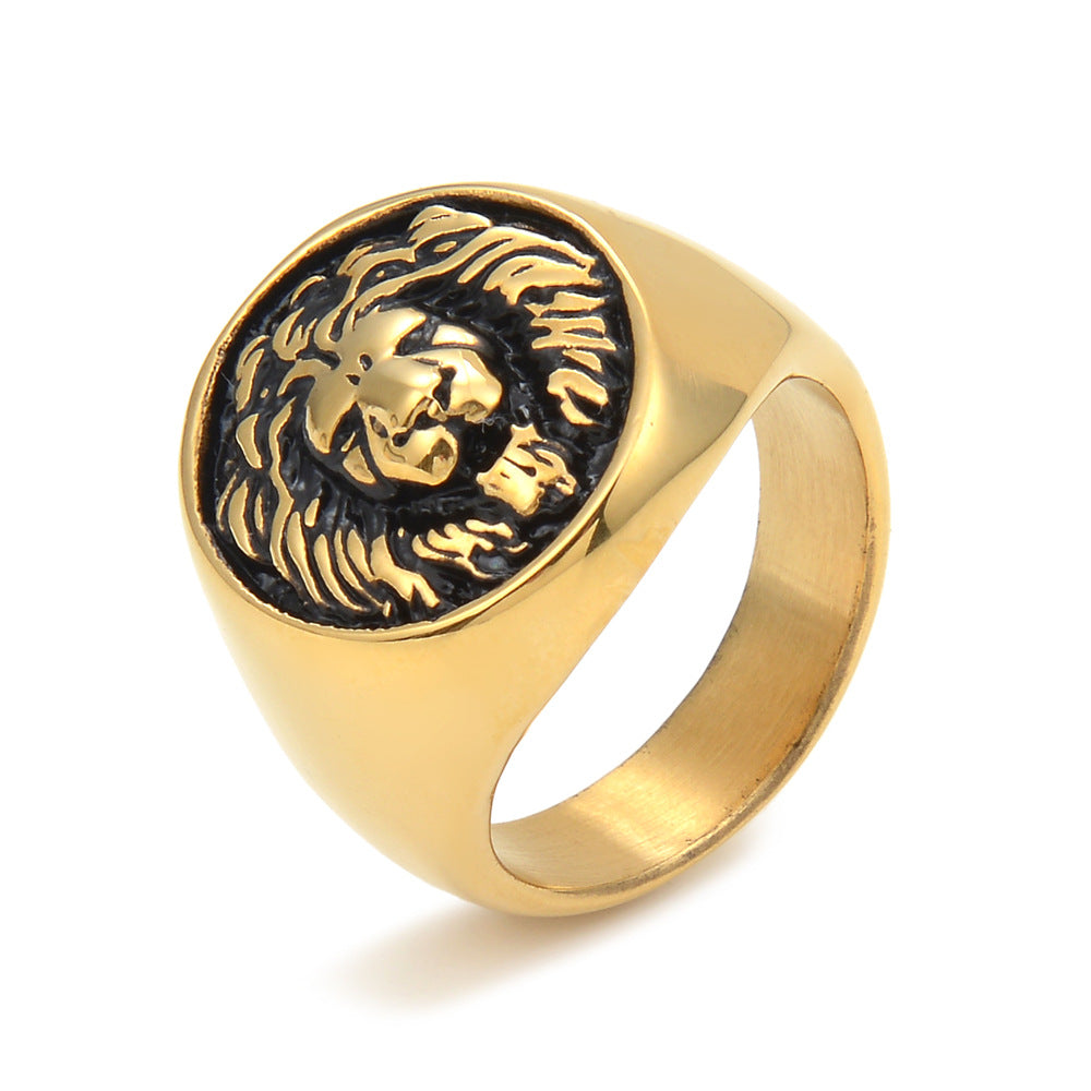 Wholesale Retro Lion's Head Stainless Steel Men's Ring