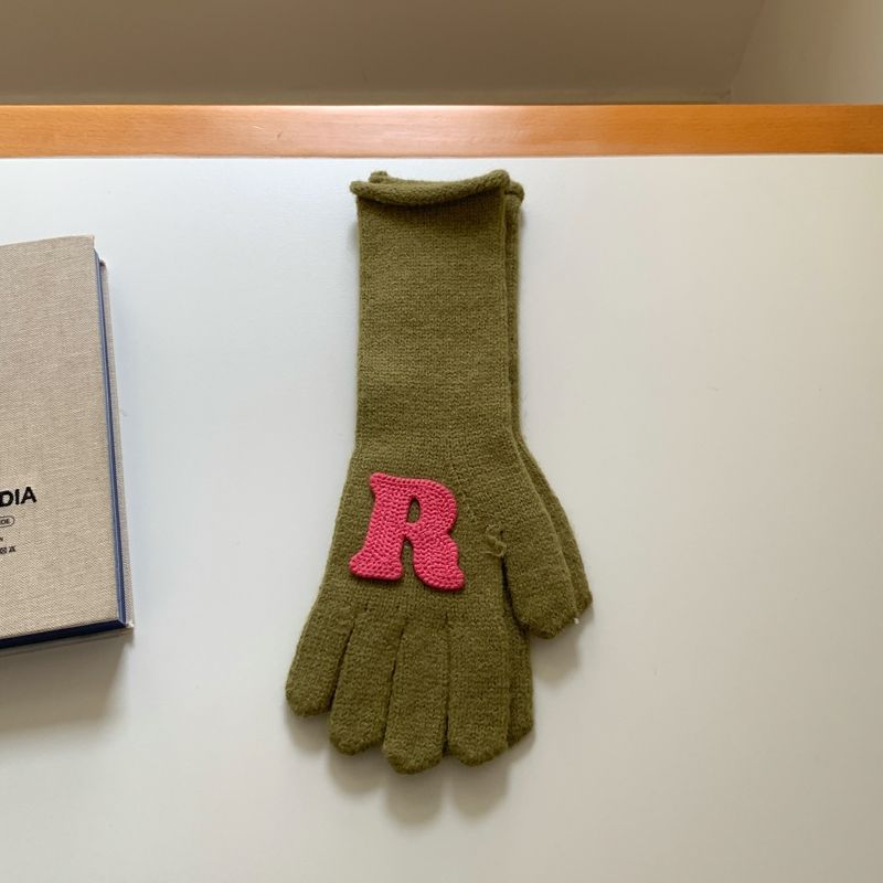 Wholesale Long Winter Letters with Missing Fingers Touch Screen Wool Knitted Warm Gloves