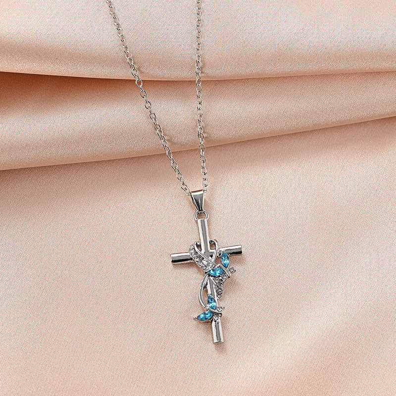 Wholesale  Elegant Butterfly cross pendant necklace