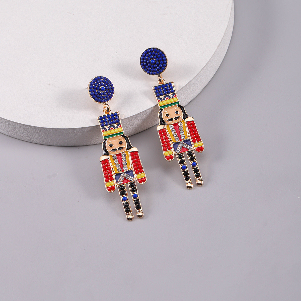 Wholesale Soldier Alloy Oil Drop Diamond Rice Bead Earrings