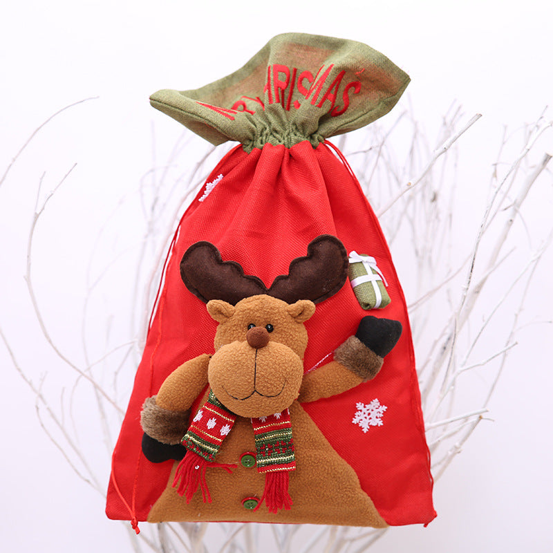 Wholesale Large Three-dimensional Linen Christmas Gift Bag