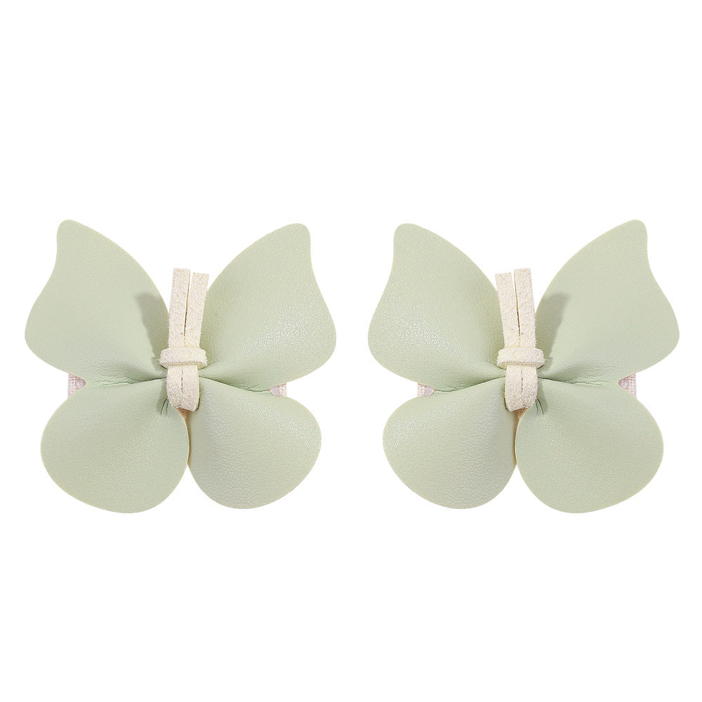 Wholesale One Pair of Children's PU Leather Butterfly Hair Clips