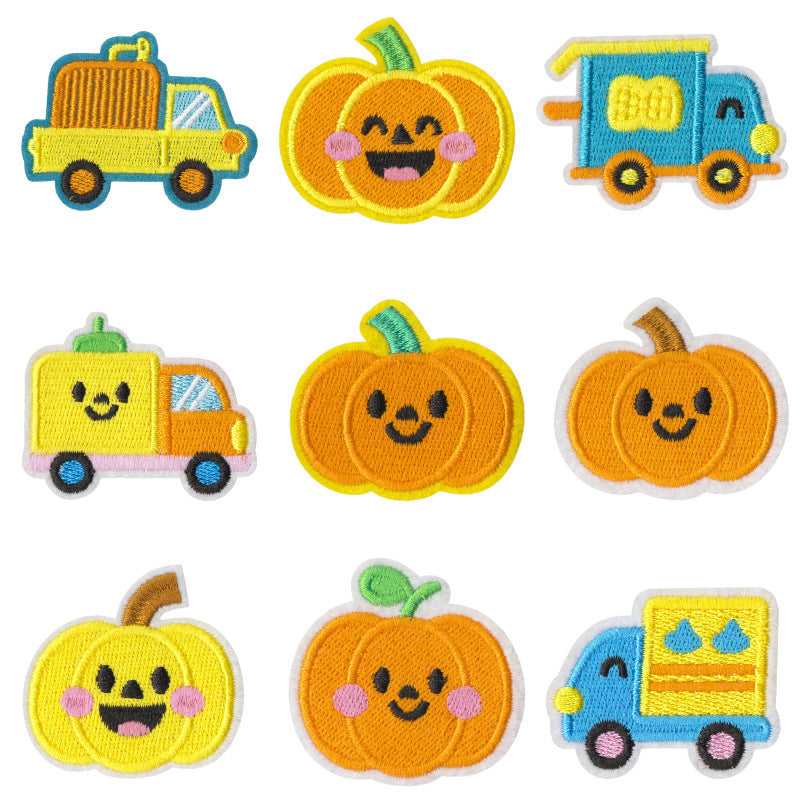 Wholesale Embroidered Pumpkin Patches  Iron On Appliques Set Of 9 For Towels DIY Home Decor