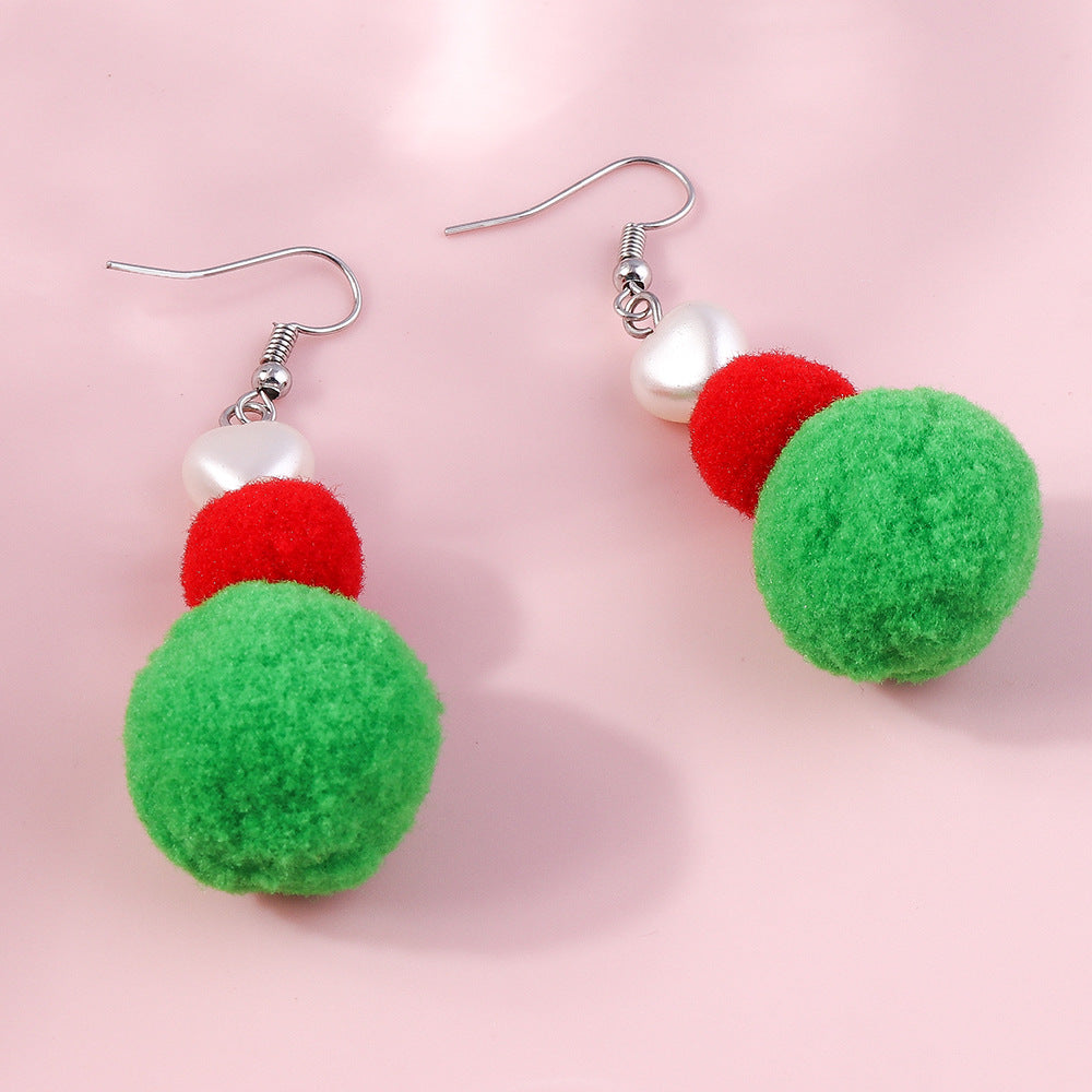 Wholesale Christmas Plush Knitted Antler Bow Earrings
