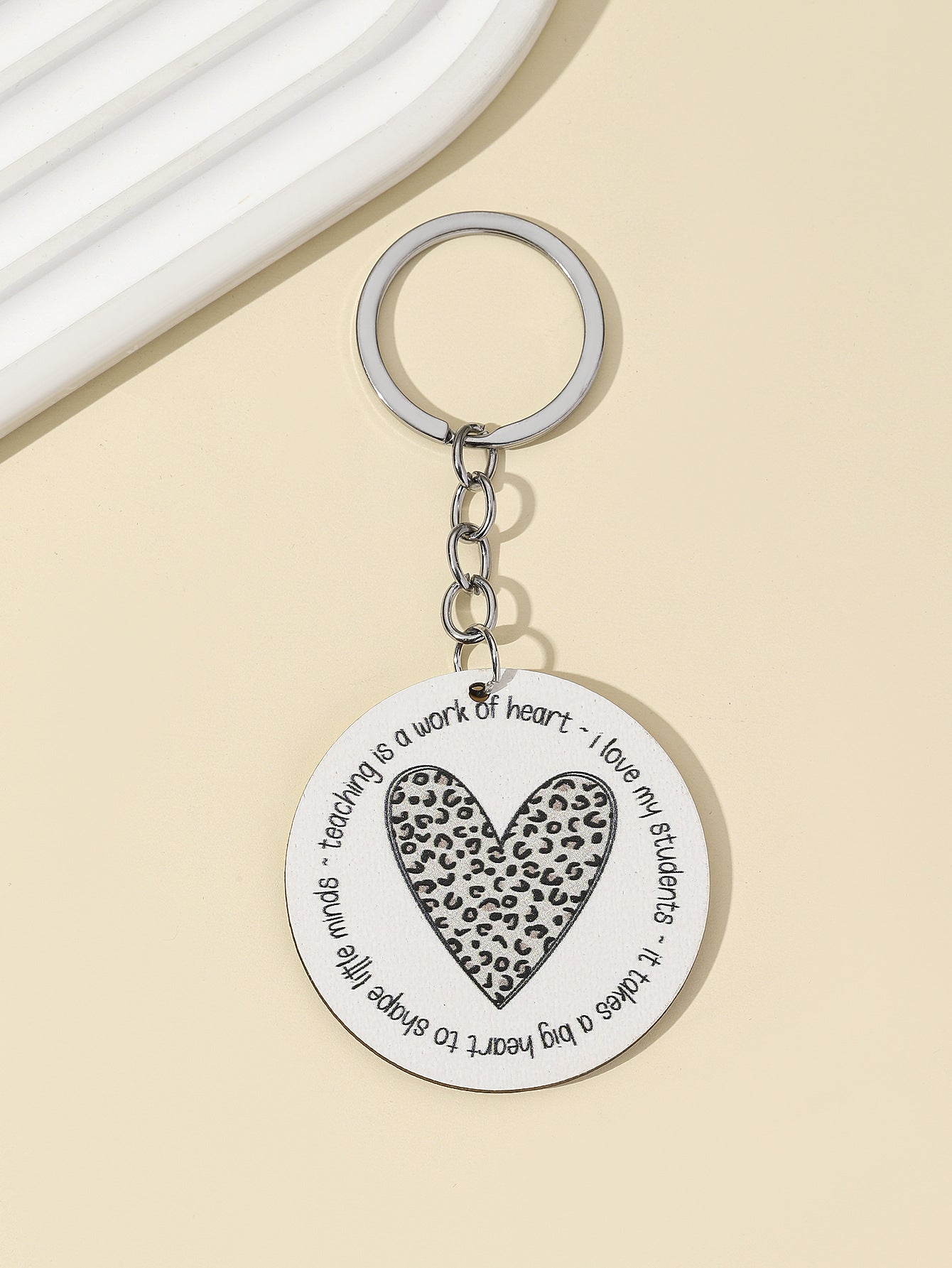 Wholesale Leopard Rainbow Teacher's Day Wooden Keychain