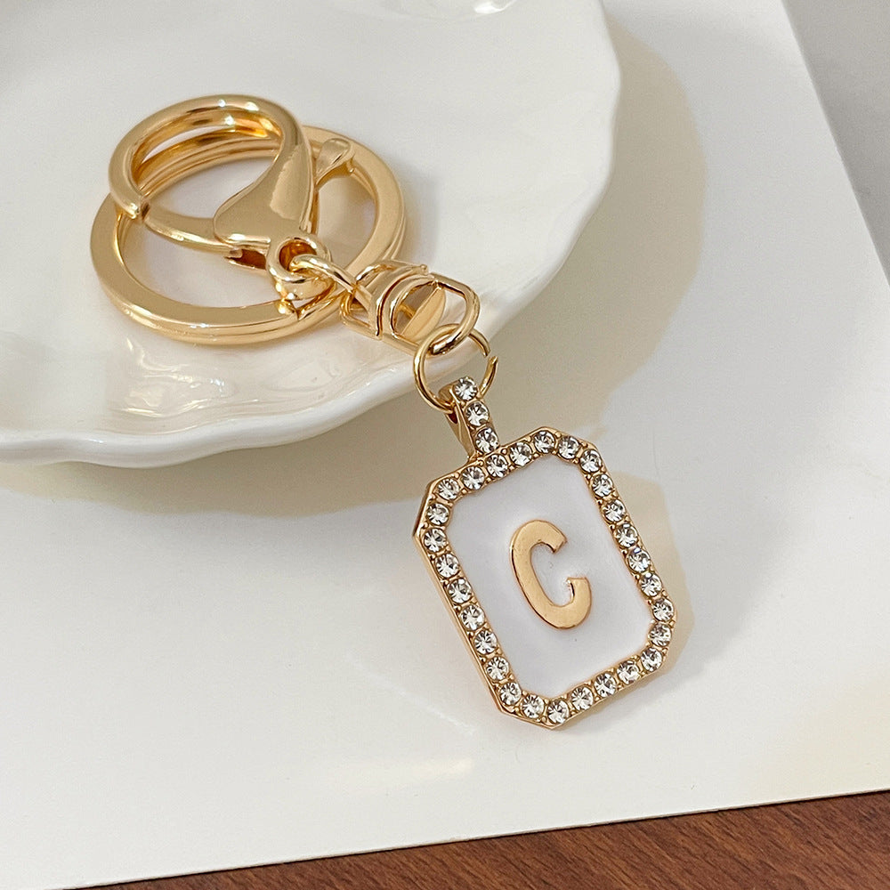 Wholesale 26 Letters Diamond-drip Oil Key Chain
