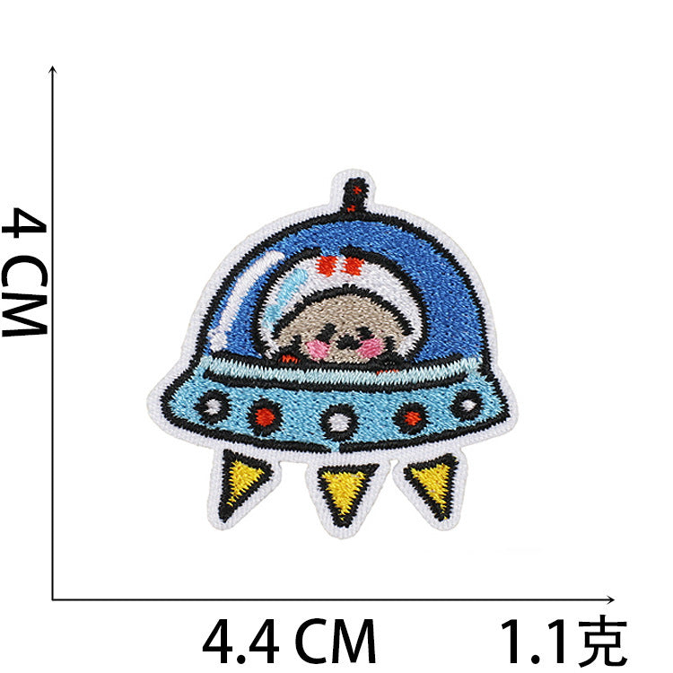 Wholesale Polyester Embroidered Astronaut Rabbit Patch For Clothing Space Bunny Decorative Applique Self Adhesive Gift Resale