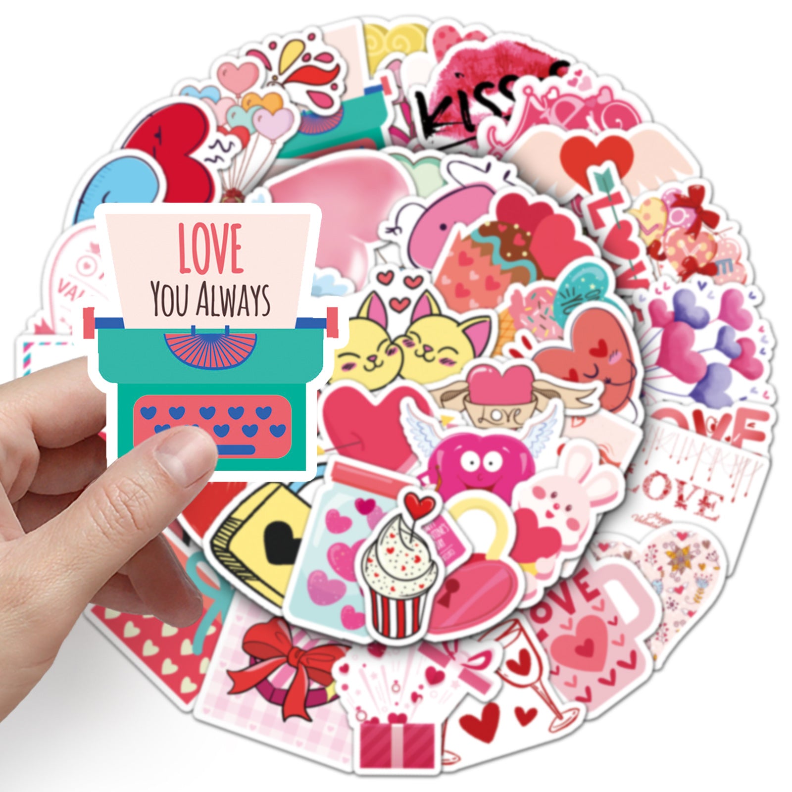 Wholesale 50pcs Valentine' s Day Colorful Love Waterproof Vinyl Stickers