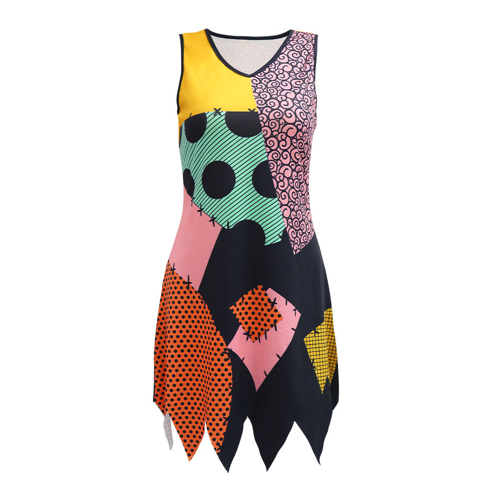 Wholesale Halloween Horror Night Dress Layered 3D Digital Printing Clothing