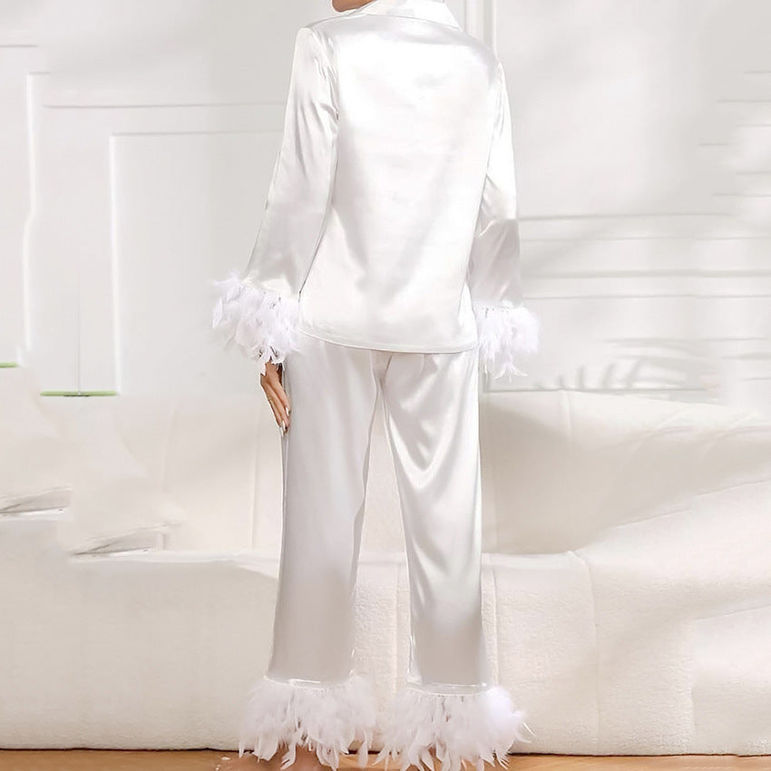 Wholesale Polyester Loose Ice Silk Pajama Two-piece Set