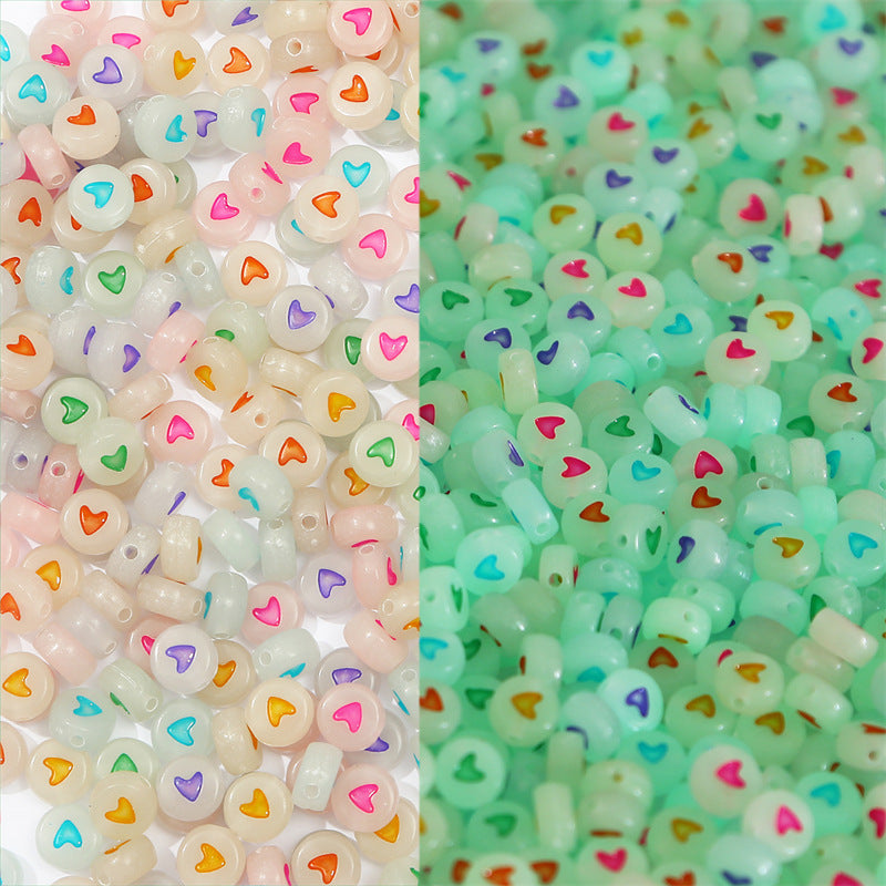 Wholesale Acrylic Luminous Heart English Letter Beads Number Beads