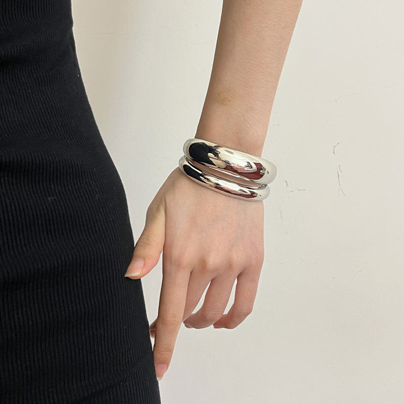 Wholesale Small irregular metal glossy open Bracelet cold style high-end light luxury personality wide version Bracelet