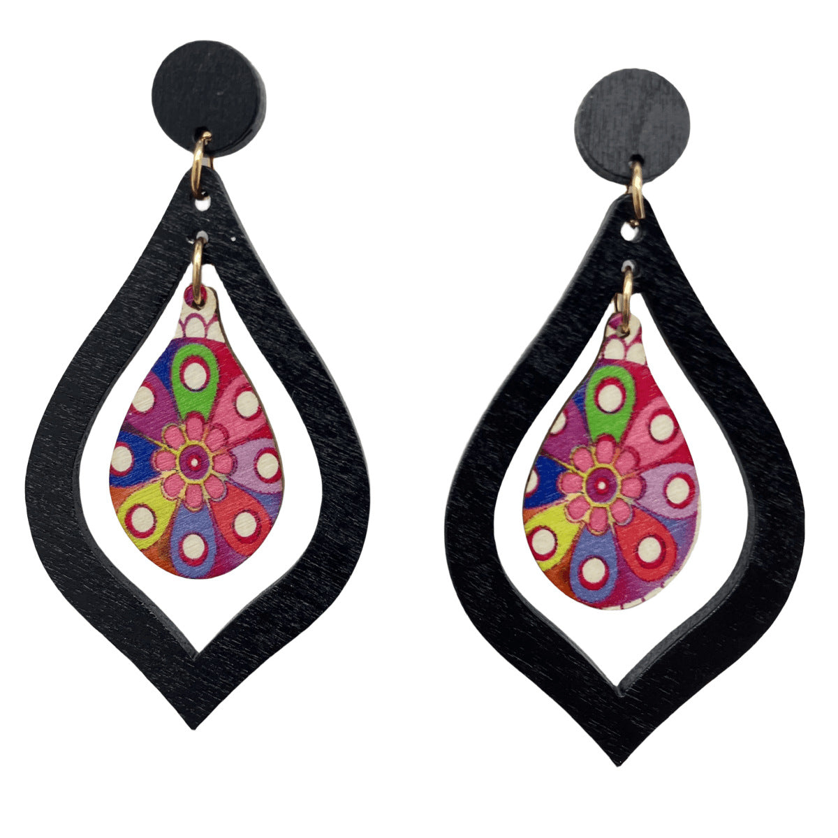 Wholesale Wooden Water Drop Vintage Wooden Earrings