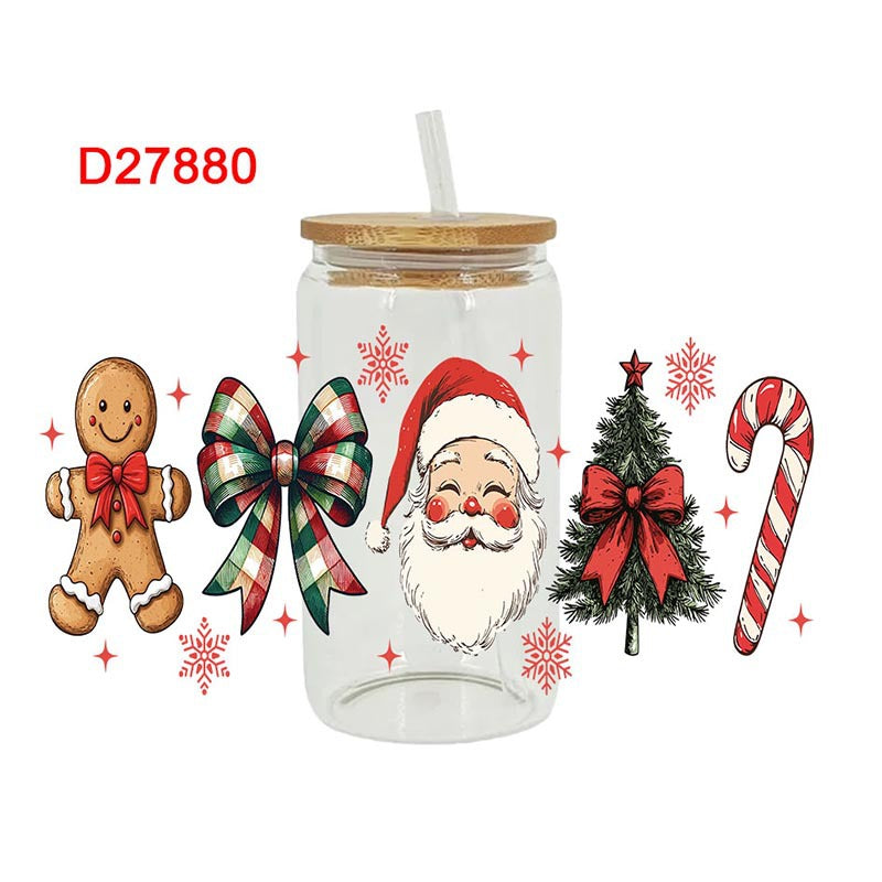 Wholesale Red Christmas Cartoon Series  16oz Cup UV DTF Wraps