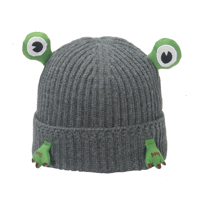 Wholesale 2023 Autumn and Winter New Cute Cartoon Frog Acrylic Earmuffs Head Cap Woolen Hat