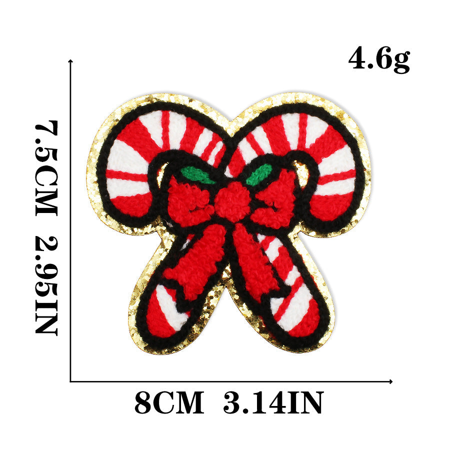 Wholesale Christmas Snowman Embroidered Chenille Sew On Patches Gold Trim For Clothing DIY Craft Supply